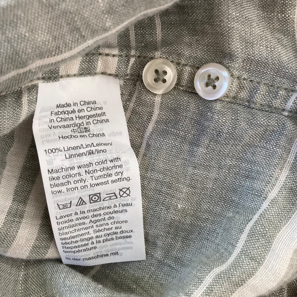 Madewell Mens Large 100% Linen Short Sleeve Button Up Shirt Gray Striped - Picture 4 of 6